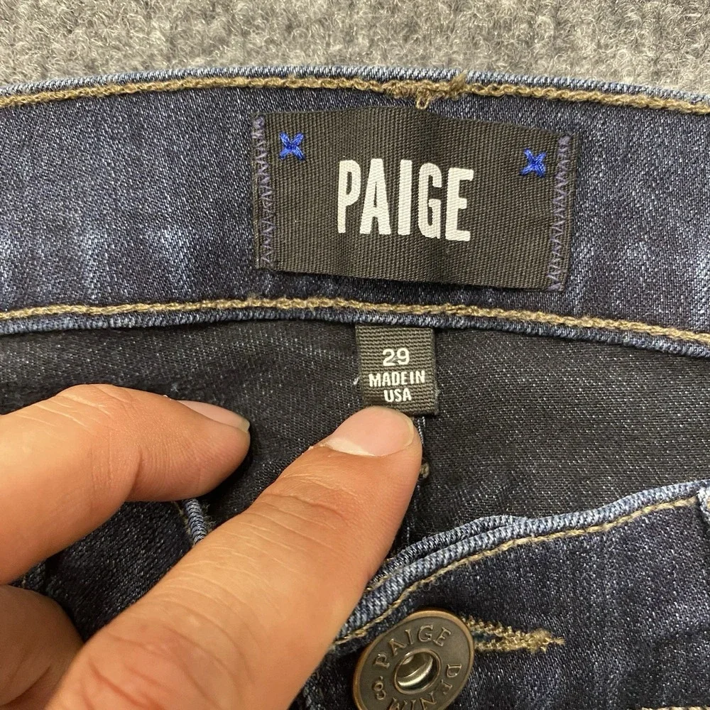 Paige Federal Russ Jeans Mens 29x34 Faded Whiskered Stretch Denim Made in USA